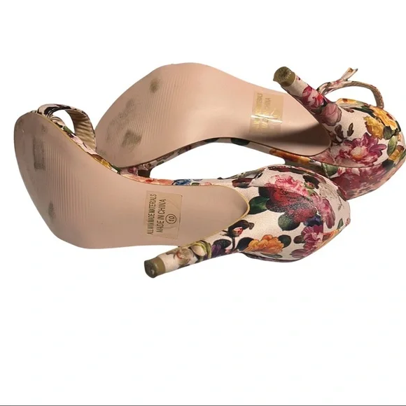 Chase & Chloe Floral Open toe heel sandals Sz. 10 • "Edward-13" - Picture 6 of 6